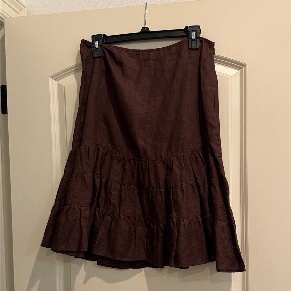 Women's Dark Brown Tiered A-Line Skirt